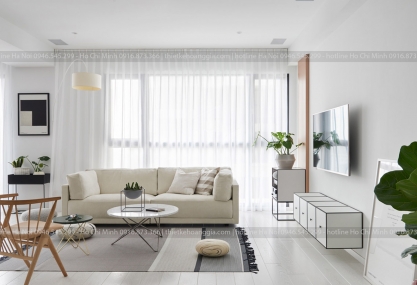 Ấn tượng với mẫu thiết kế nội thất căn hộ chung cư 65m2 2 phòng ngủ  tại chung cư Nội Center Point